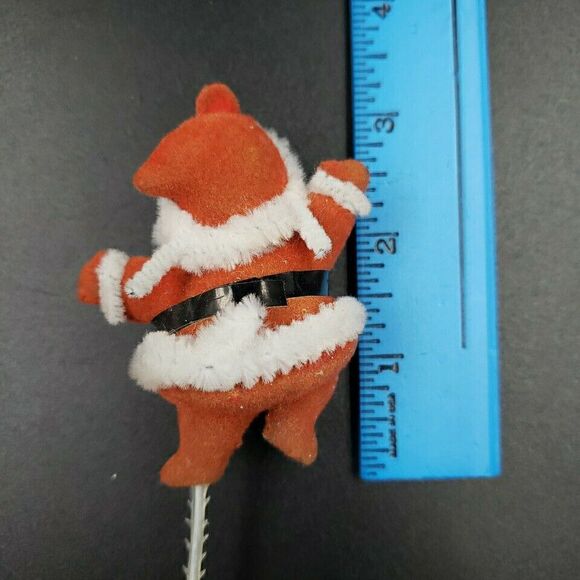 MCM Santa Claus Christmas Kitsch Floral Pick Flocked Vintage Mid Century Modern - Picture 13 of 16